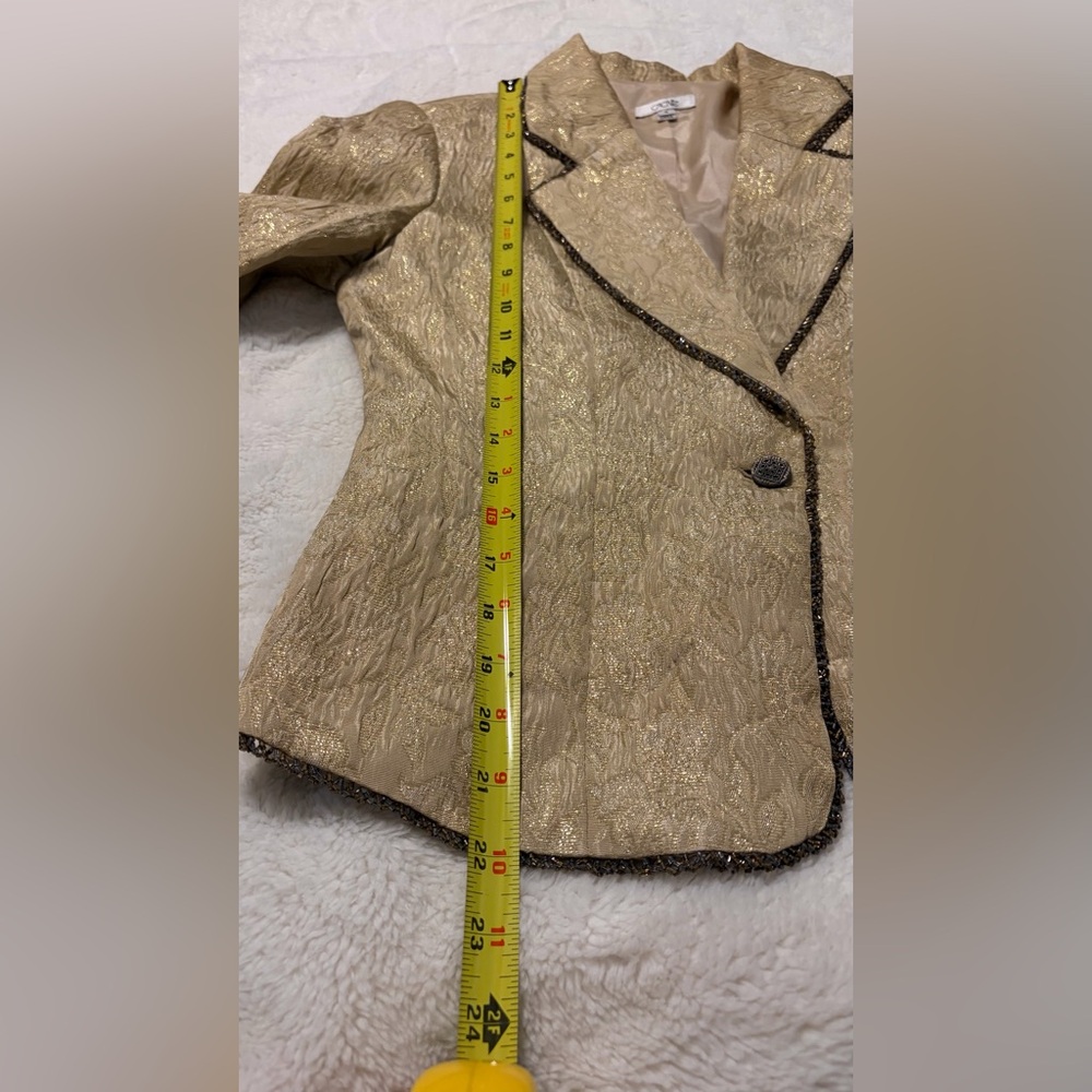 Cache Gold Textured Single-Button Blazer - Picture 6 of 8